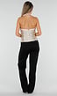 Beige Fringe Haltertop met Ondertop en Open Rug