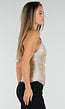 Beige Fringe Haltertop met Ondertop en Open Rug