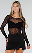 Zwarte Fishnet Body met Lange Mouwen En Transparant Patroon