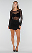 Zwarte Fishnet Body met Lange Mouwen En Transparant Patroon
