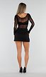 Zwarte Fishnet Body met Lange Mouwen En Transparant Patroon
