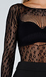 Zwarte Fishnet Body met Lange Mouwen En Transparant Patroon