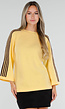 Gele Trui met Zwarte Strepen en Wijde Driekwart Mouwen