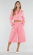 Roze Two Piece Set met Cropped Blazer en Bermuda Broek
