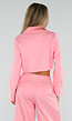 Roze Two Piece Set met Cropped Blazer en Bermuda Broek