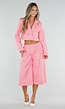 Roze Two Piece Set met Cropped Blazer en Bermuda Broek