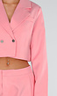 Roze Two Piece Set met Cropped Blazer en Bermuda Broek