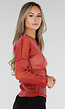 Bordeaux Glitter Mesh Top met Lange Mouwen en Blote Schouder