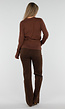 Bruin Gebreid Vest met Lange Mouwen en Gouden Knopen