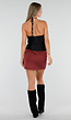 Zwarte Fringe Haltertop met Ondertop en Open Rug