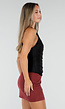 Zwarte Fringe Haltertop met Ondertop en Open Rug