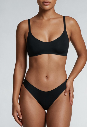 Naadloze Zwarte Lingerie Set