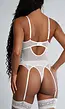 Witte Kanten Lingerie Set met Bloemendetails en Open Kruis