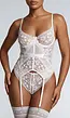 Witte Kanten Lingerie Set met Bloemendetails en Open Kruis