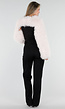 Ecru Faux Fur Bolero met Lange Wijde Mouwen En Korte Pasvorm