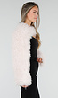 Ecru Faux Fur Bolero met Lange Wijde Mouwen En Korte Pasvorm