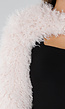 Ecru Faux Fur Bolero met Lange Wijde Mouwen En Korte Pasvorm