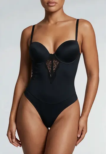 Zwarte Corrigerende Bodysuit met Voorgevormde Cups