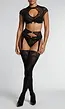 Zwarte Kanten Lingerie Set met Franjes en Open Detail