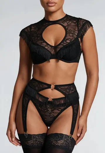 Kanten Lingerie Set met Franjes