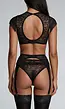 Zwarte Kanten Lingerie Set met Franjes en Open Detail