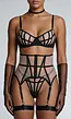 Zwarte Lingerie Set met Mesh Verstelbare Bandjes en Choker Detail