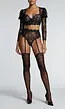 Zwarte Kanten Lingerieset met Lange Mouwen Hoge Taille Jarretelgordel