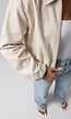Crème Cropped Windjack met Ritssluiting en Ballonmouwen