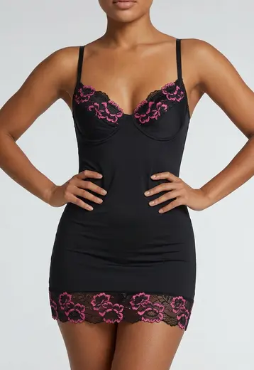 Corrigerende Shapewear Jurk Zwart met Kant