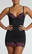 Zwarte Lingerie Onderjurk met Roze Kant en Cups