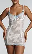 Witte Kanten Lingerie Set met Lichtblauwe Accenten en Vetersluiting