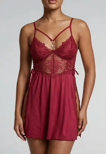 Bordeaux Rode Kanten Slipdress