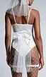 Witte Bruids Lingerie Set met Sluier en Netpanty met Jarretels