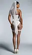 Witte Bruids Lingerie Set met Sluier en Netpanty met Jarretels