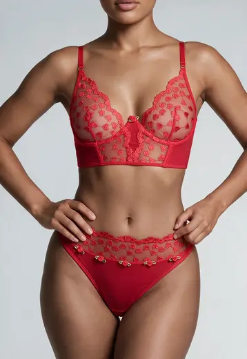 Rode Lingerie Set met Hartjes
