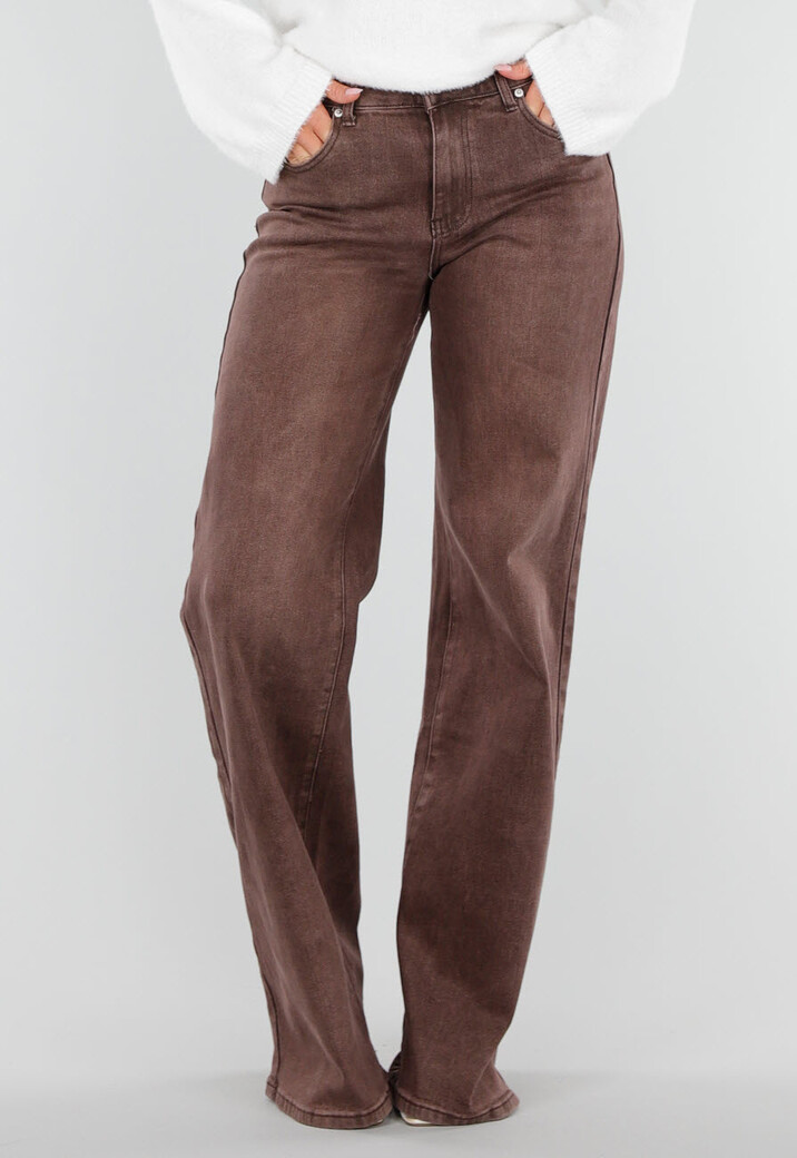 Roodbruine Extra Tall Straight Leg Jeans met Wijde Pijpen