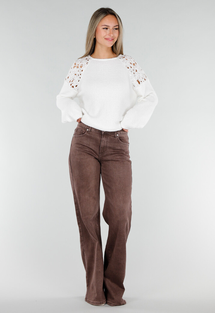 Roodbruine Extra Tall Straight Leg Jeans met Wijde Pijpen