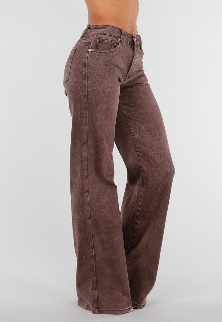 Roodbruine Extra Tall Straight Leg Jeans met Wijde Pijpen