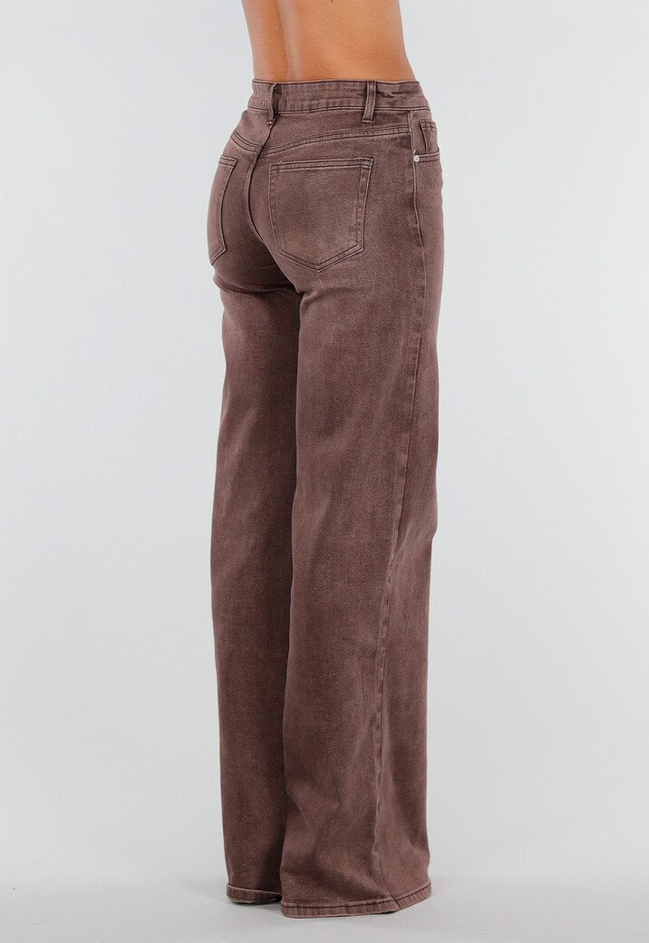 Roodbruine Extra Tall Straight Leg Jeans met Wijde Pijpen