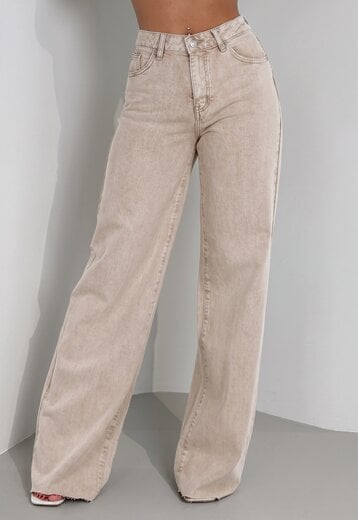 Beige Wide Leg Tall Jeans