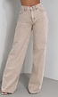Beige Wide Leg Tall Jeans met High Waist