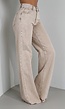 Beige Wide Leg Tall Jeans met High Waist