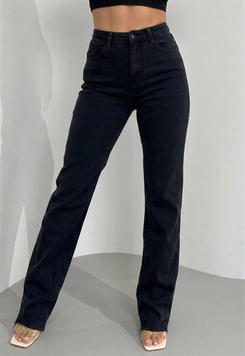 Zwarte Lange Straight Leg Tall Jeans met Stretch