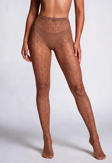 Bruine Transparante Panty met Print