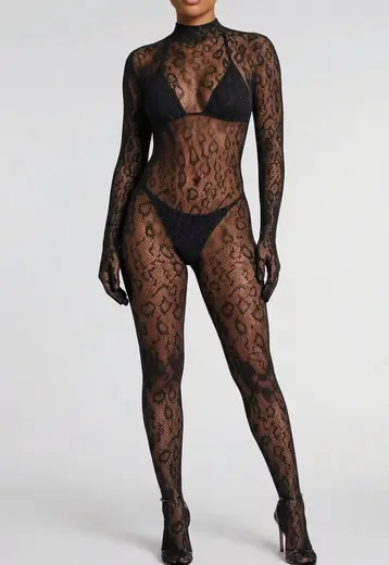 Zwarte Fishnet Bodystocking