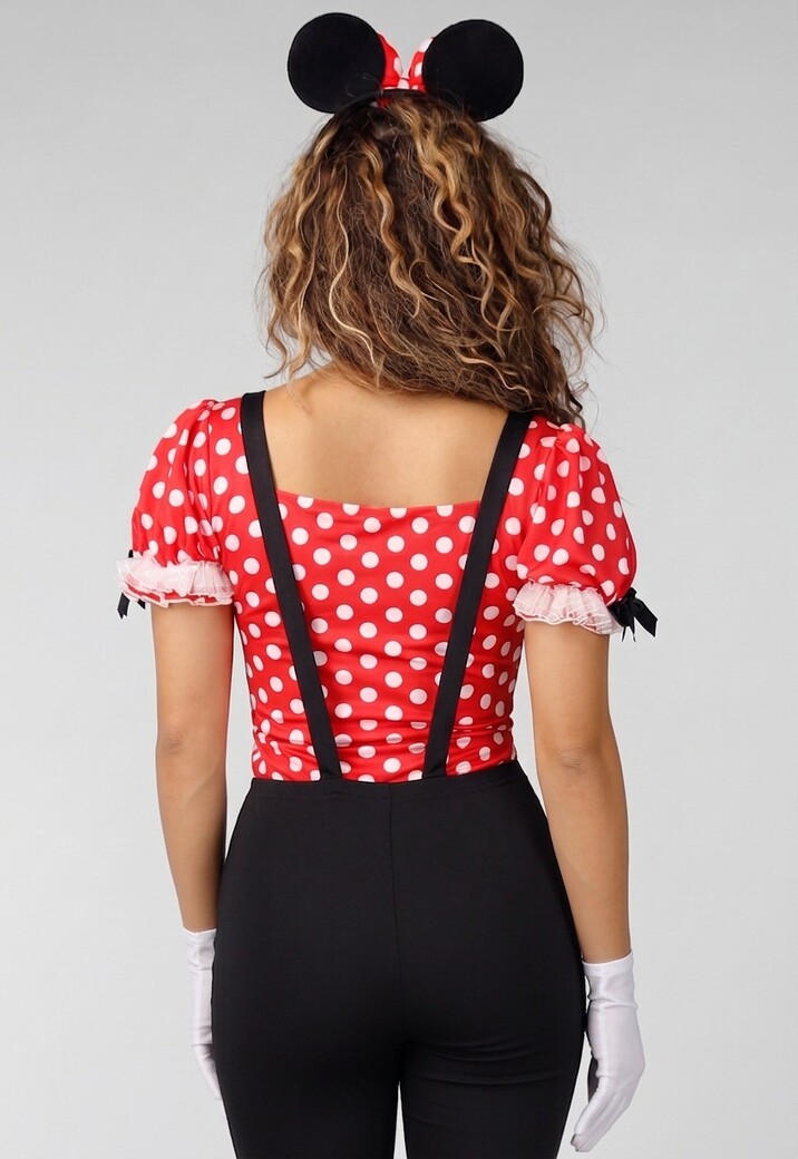 Minnie Mouse Kostuum met Stippentop, Broek, Oortjes en Handschoenen