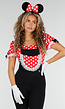 Minnie Mouse Kostuum met Stippentop, Broek, Oortjes en Handschoenen