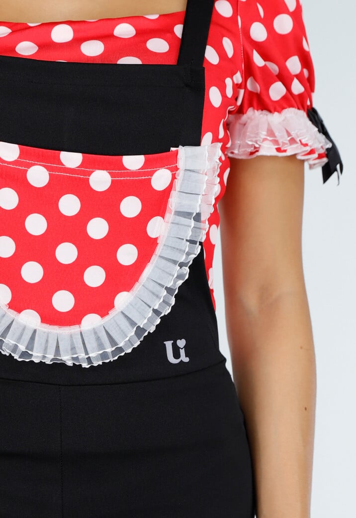 Minnie Mouse Kostuum met Stippentop, Broek, Oortjes en Handschoenen