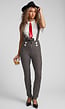 Gangster Kostuum met Gestreepte Broek, Witte Top, Stropdas en Hoed