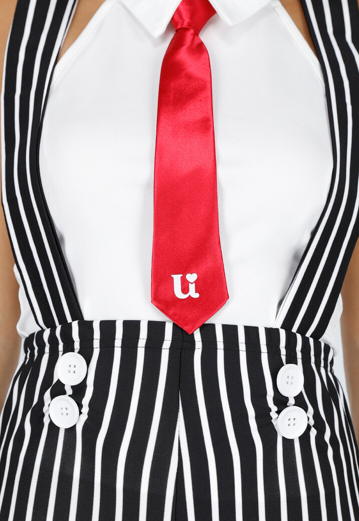 Gangster Kostuum met Gestreepte Broek, Witte Top, Stropdas en Hoed
